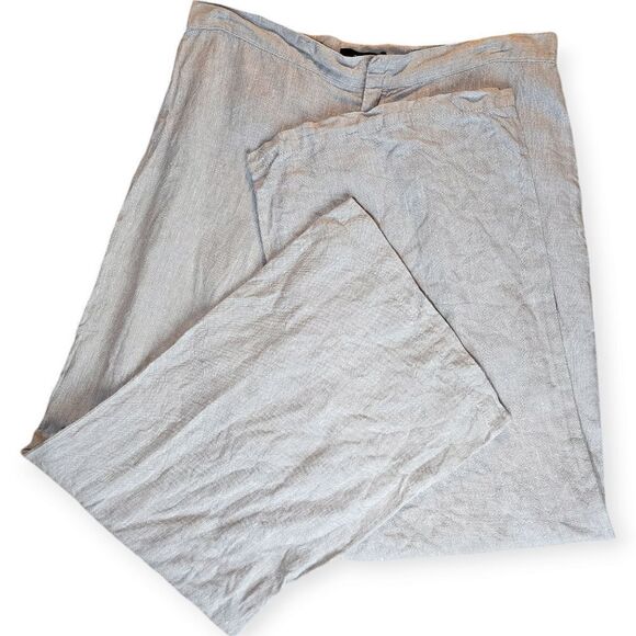Philippe Adec High Waist Wide Leg Beige Linen Pants Size 10 - Picture 3 of 9